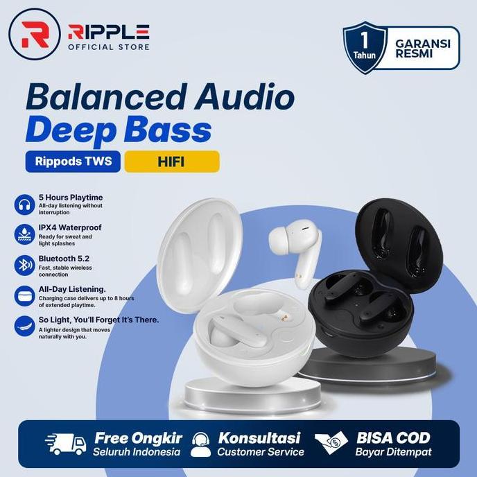 [JS] PromoRipple Rippods Hifi Plus TWS Headset Bluetooth High Quality headphones Binaural Noise Canc