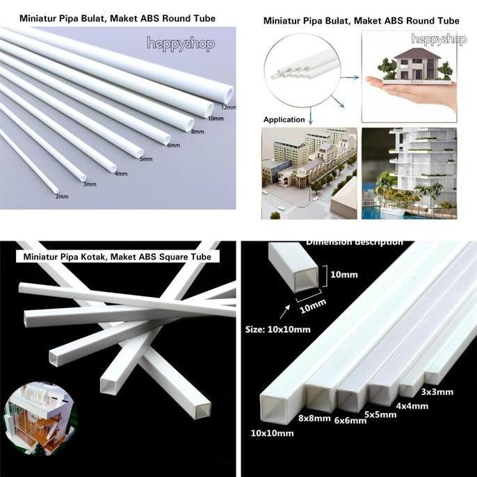 .........] Miniatur Pipa Bulat,Pipa Kotak Maket ABS Round Tube