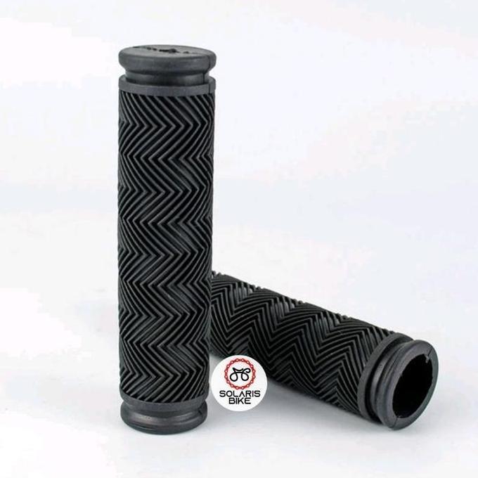 HAND GRIP HITAM HANFAT KARET SEPEDA MTB BMX PANJANG 12.5CM HANDEL