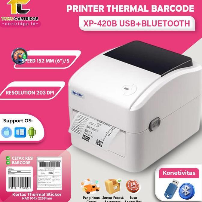 Printer RESI Label Barcode XP-420B Bluetooth New, XPrinter Thermal XP420B XP423B XP-423B USB + BT