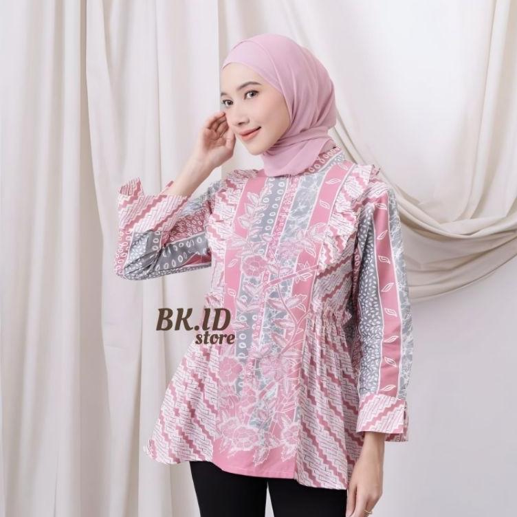 Batik Kantoran Id Atasan Batik Wanita Motif Shintya  Series Pekalongan Size M,L,Xl,Xxl || Bkil