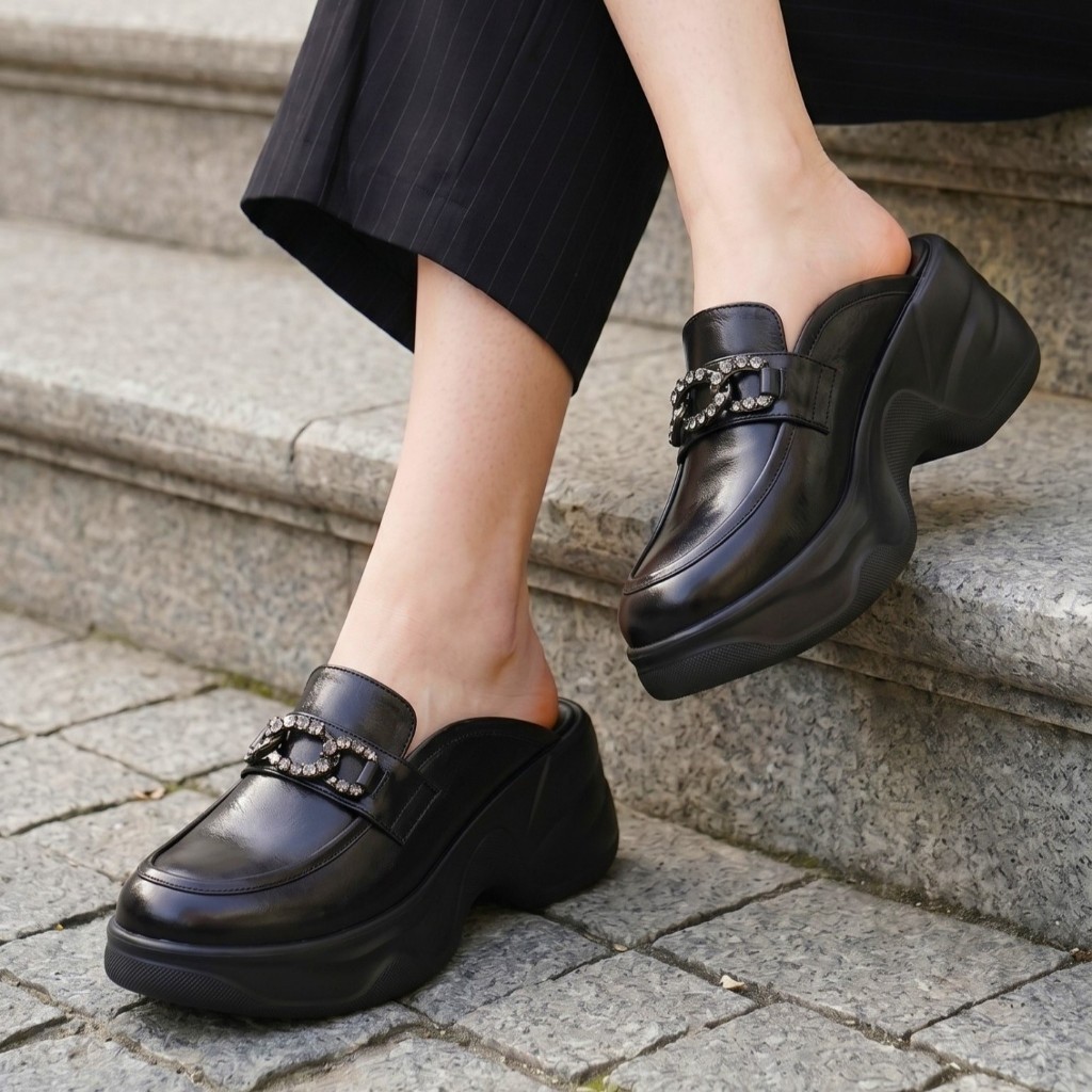 Pollux Bold WPODX 05 - Sandal Wedges Wanita | Sandal Selop Wedges Tinggi 8cm