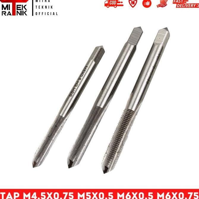 Tap Manual Hand Tap M4.5X0.75 M5X0.5 M6X0.5 M6X0.75 Alat Pembuat Drat Dalam