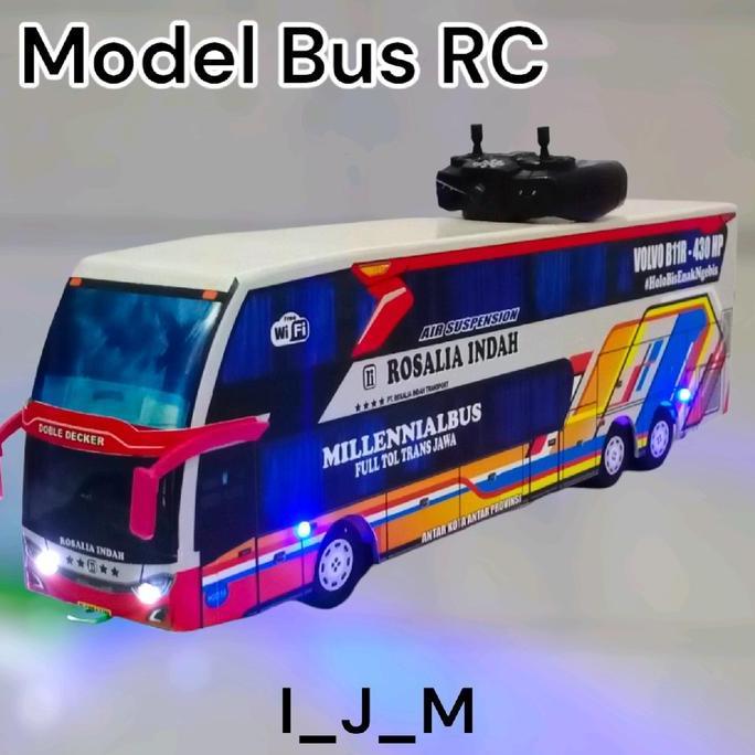 Miniatur Bus Rosalia Indah SDD RC Suara Telolet Basuri Hadiah Lampu Led Remot miniatur bus telolet b