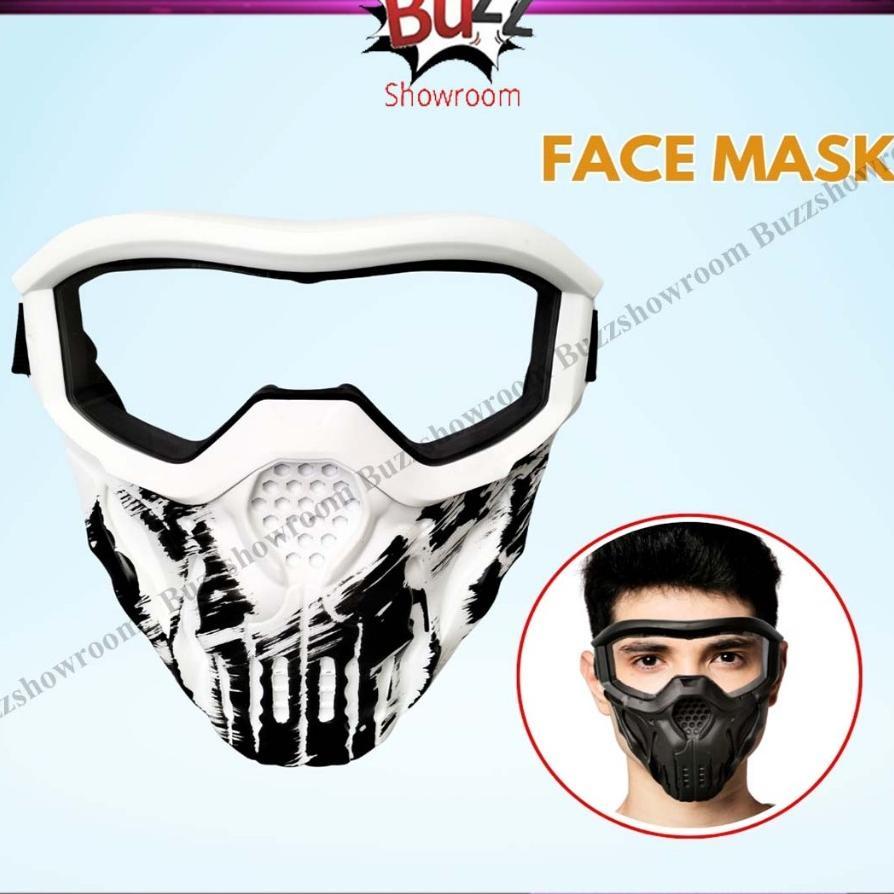 Face Mask Tactical Skull Helm Topeng Full Masker Tengkorak Goggle Kaca Pelindung Wgg Wgb