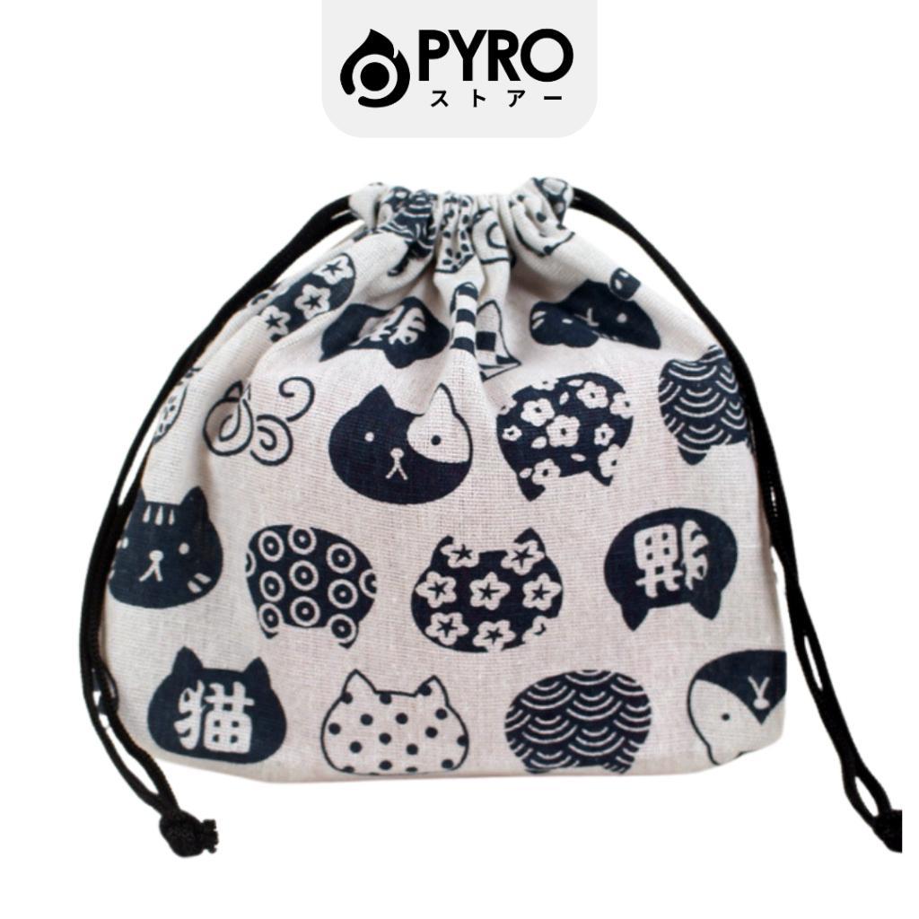 [Pyro] Tas Serut Katun Premium Motif Jepang Serbaguna Tas Serut Bekal Bento Bervariasi Souvenir Tas