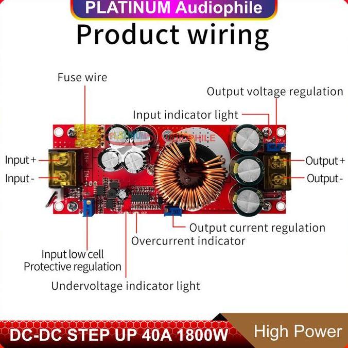 Kilat- New- Dc-Dc Step Up 1800W 40A Boost Converter Hh Power Stepup Modul Dc-B1800W