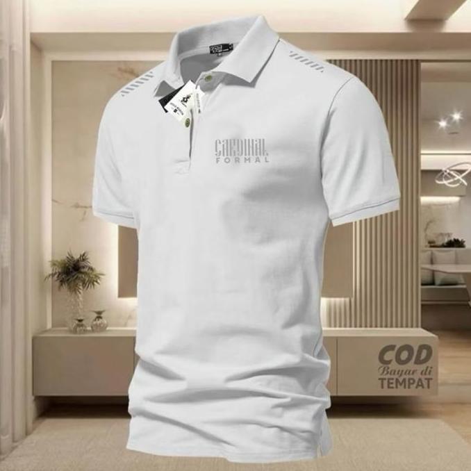 DB208 >> Baju Polo Polos Pria Distro - Kemeja Polo Hitam dengan Logo Formal keren Kaos Kerah
