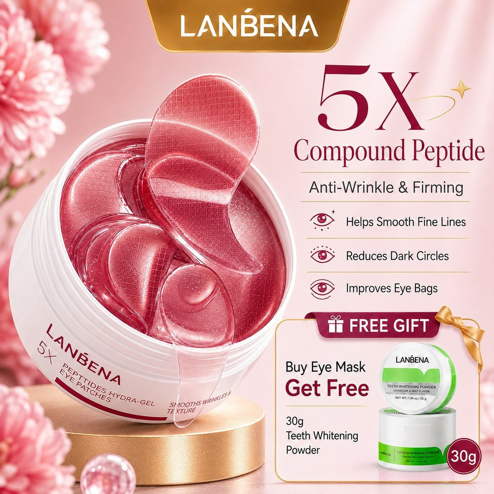 LANBENA 5X Peptide Eye Patch 60Pcs Masker Mata Hyaluronic Collagen Menghilangkan Mata Panda BPOM