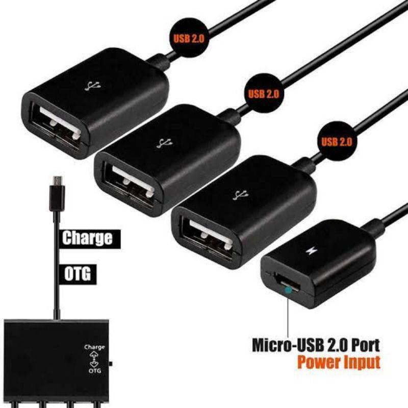 4In1 Micro Usb Hub + Charge Kabel Otg Micro 3 Port Usb Female