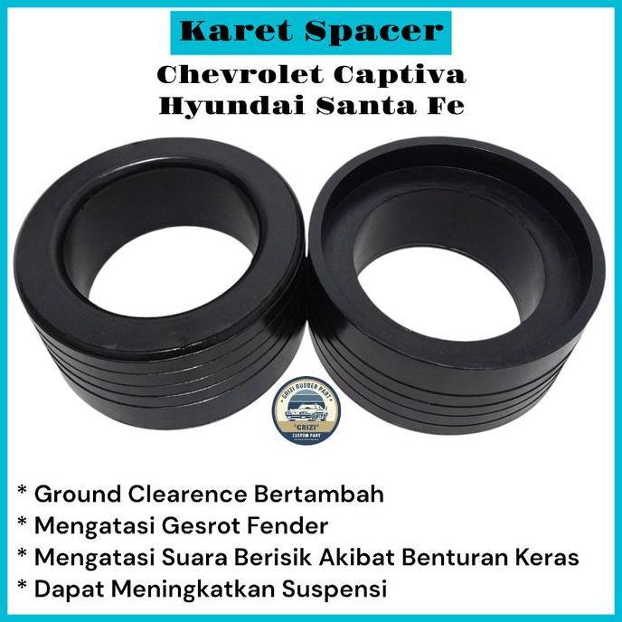 XHUNE Karet Spacer Tatakan Per Keong Shock Belakang Mobil Chevolet Captiva Hyundai Santa Fe 2 Tebal 