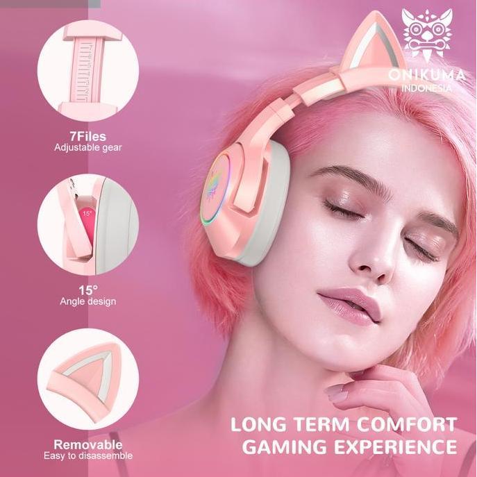 HEADSET GAMING ONIKUMA K9 7.1 ALL SURROUND SOUND-HEADSET GAMING CUTE-HEADSET KUCING-HEADSET GAMING-G