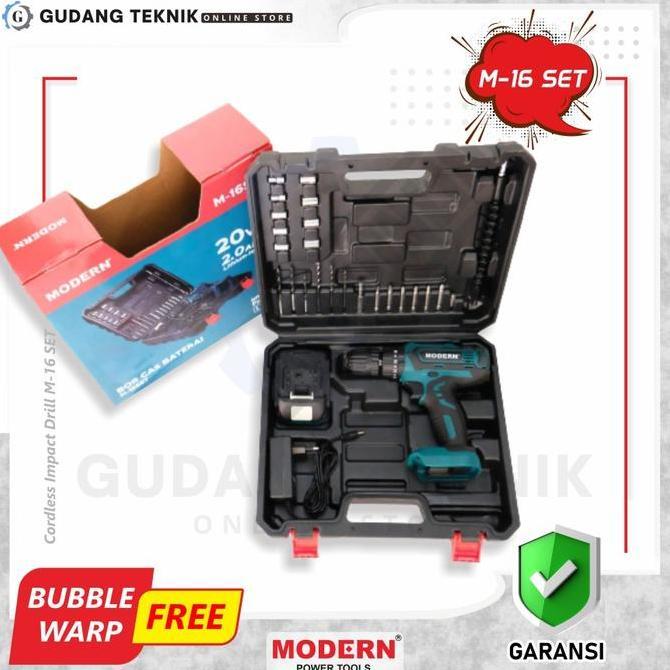 QUIXOTE Mesin Bor Baterai Modern M-16SET 20 V / Bor Beton Tembok Cordless Impact Drill 20V Modern M 