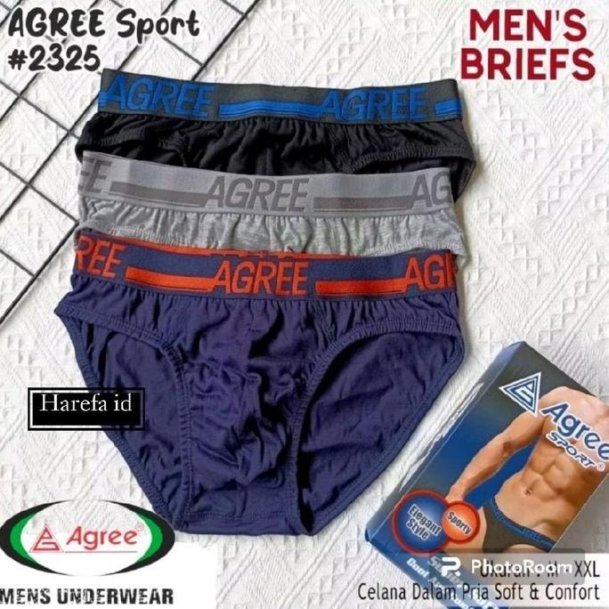 Cuecas - 3Pcs- Cd  Pria Agree 2325   - Cd  Cowok Agree Merah 8886- Cd Laki-Laki Dewasa Agree 8886 Ba