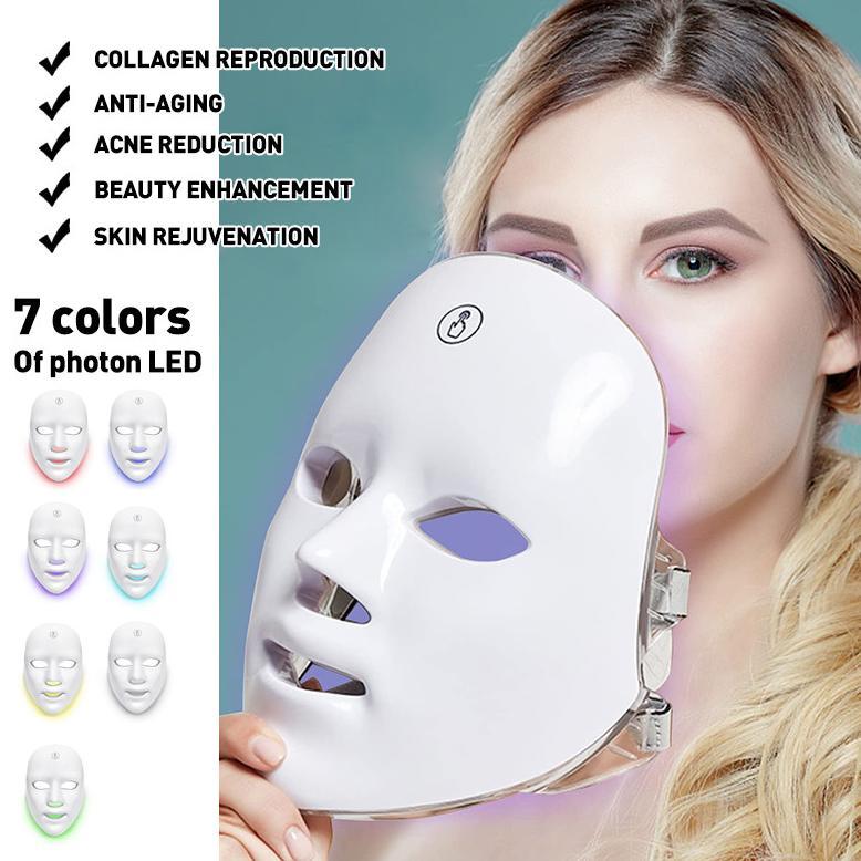 Led Mask Photon Therapy Alat Perawatan Wajah 7 Light Warna Led Mask Photon Therapy Rechargeable Faci