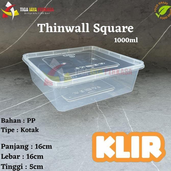 Thinwall Klir Square 1000 ml / Kotak 1000 ml / Thinwall Square @25pcs
