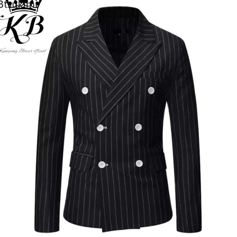 New Product Jas Blazer Pria Garis Garis Slimfit Kancing 6 Terbaru-Jas Blazer Pria Motif Strip Double