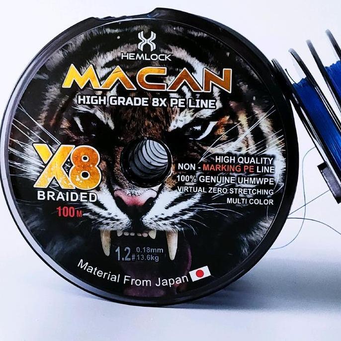 SENAR PANCING PE X8 MACAN 100M HEMLOCK ORIGINAL MULTI COLOR