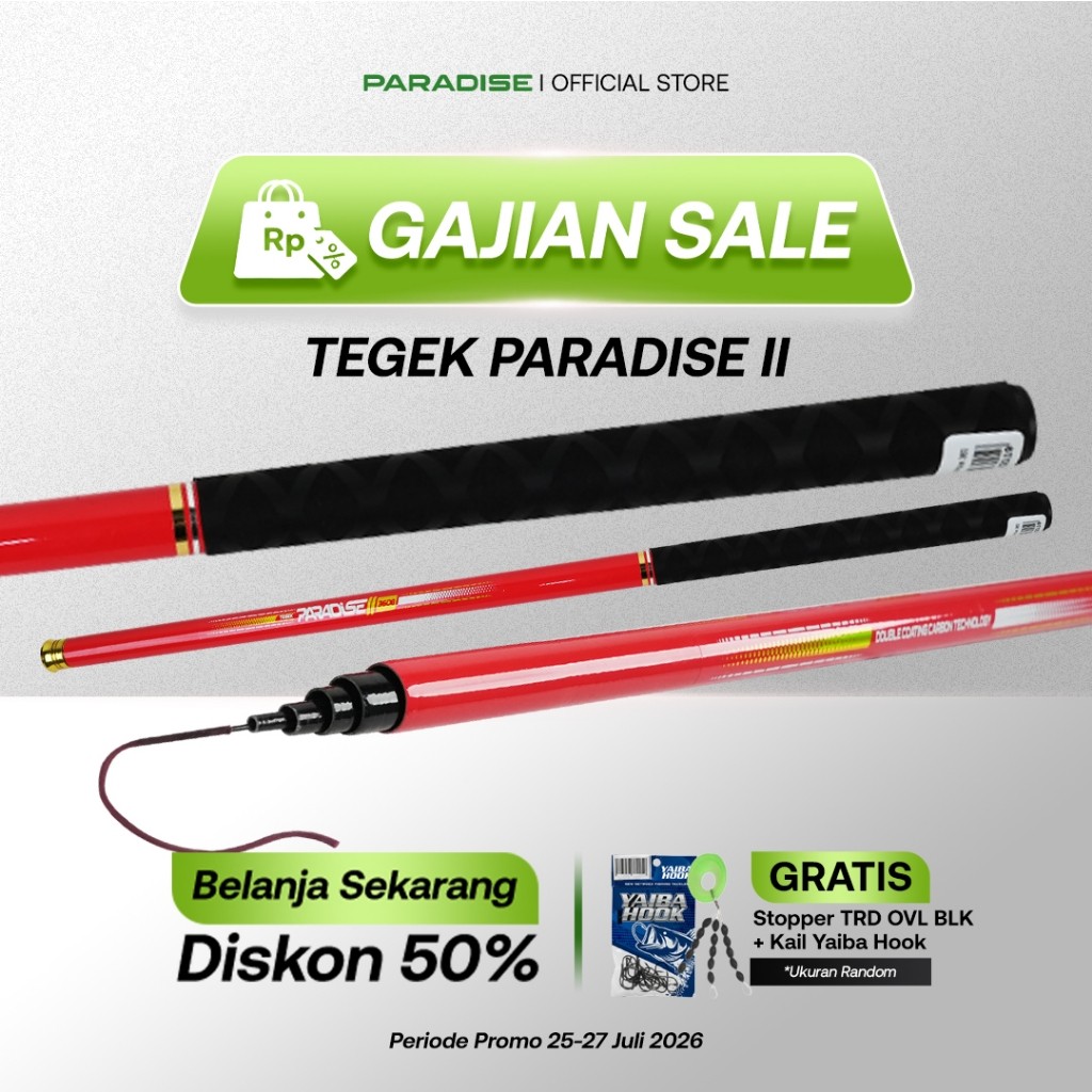 Paradise - Joran Tegek Pancing Paradise II Fiber Double Coating Carbon - Ringan, Kuat & Lentur | Ter