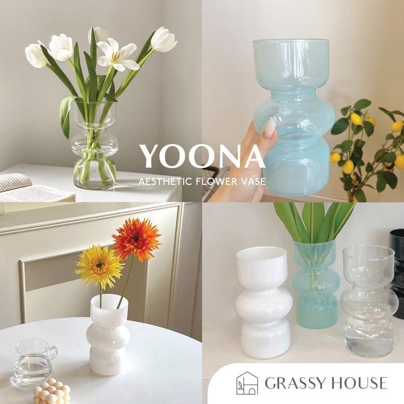 [GRASSY] YOONA Vas Bunga Korea Transparan/ Glass Bottle Aesthetic Flower Vase/ Korean Vase