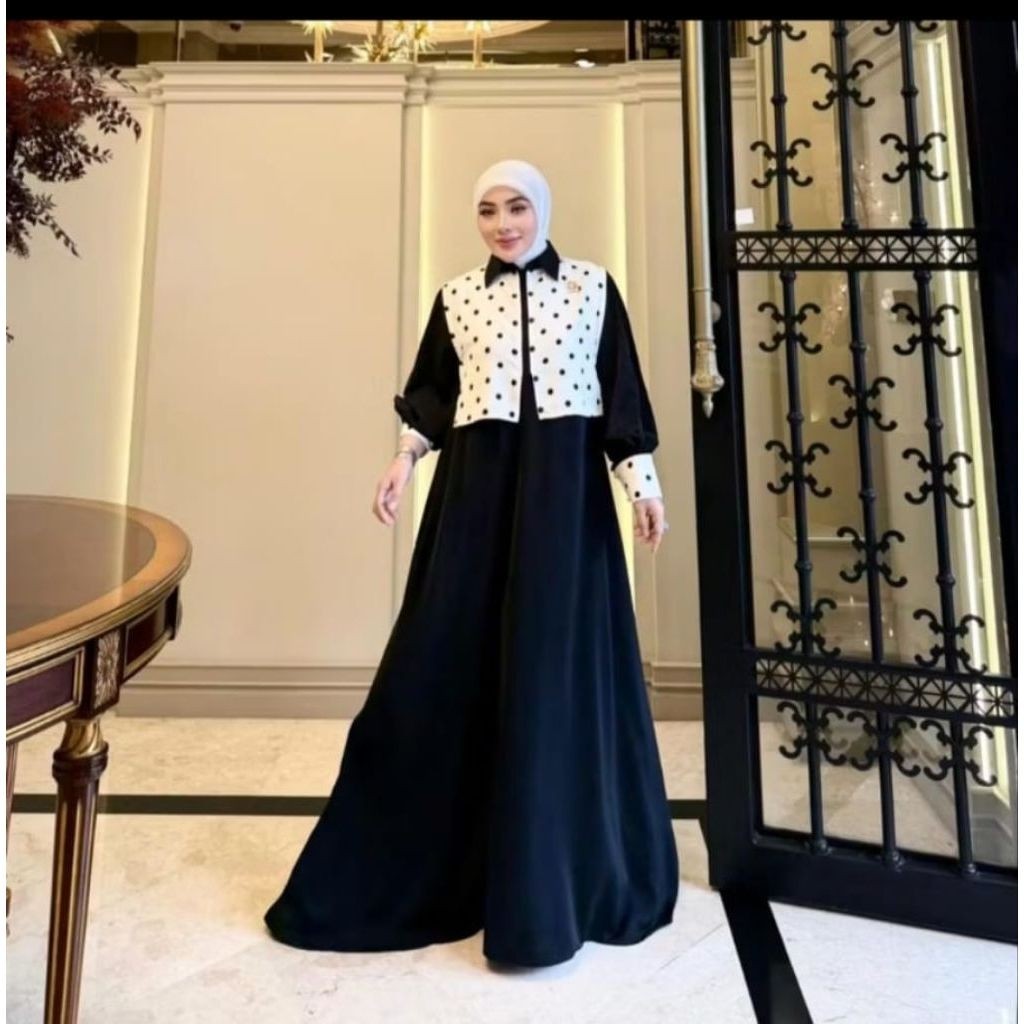 Gamis Dress Abaya Hanbook Polkadot by Sheila Saukia