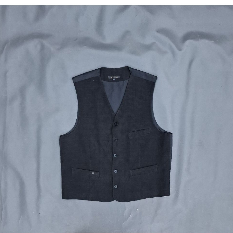 preloved rompi jas hitam bahan wool premium/vest second pria warna hitam size L ke XL/midas/RL152