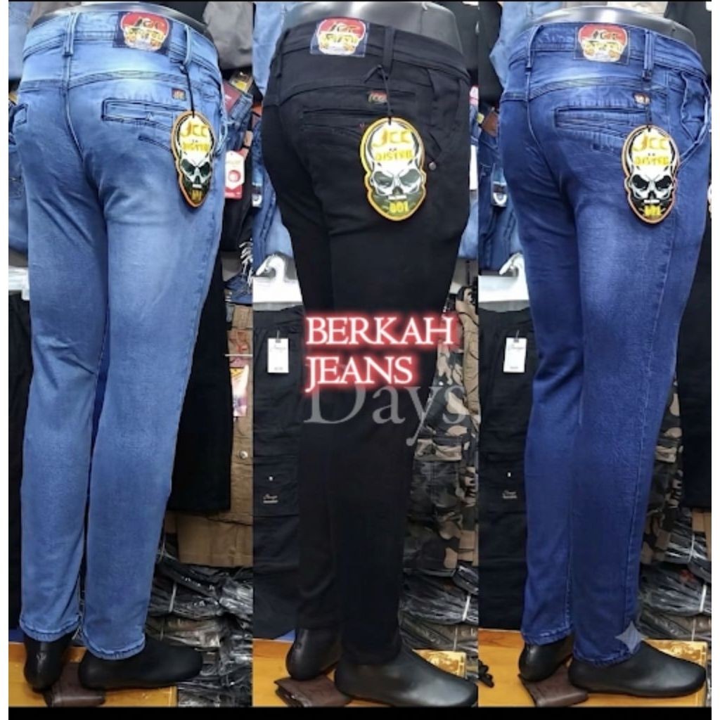 Celana Jeans Denim Jcc Pria Warna Pekat Tebal dan Pola Slim Fit