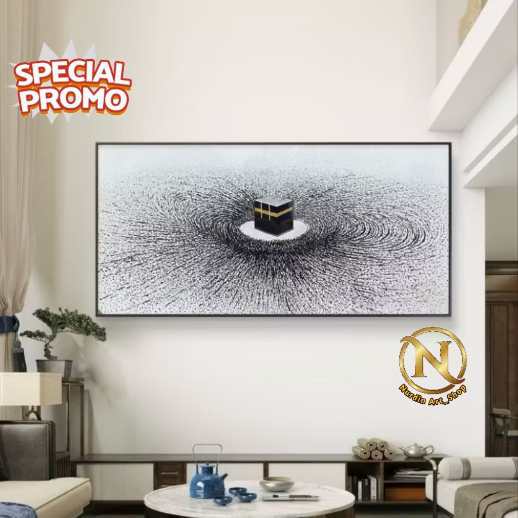 Lukisan Abstrak Ka'bah Modern Plus Frame
