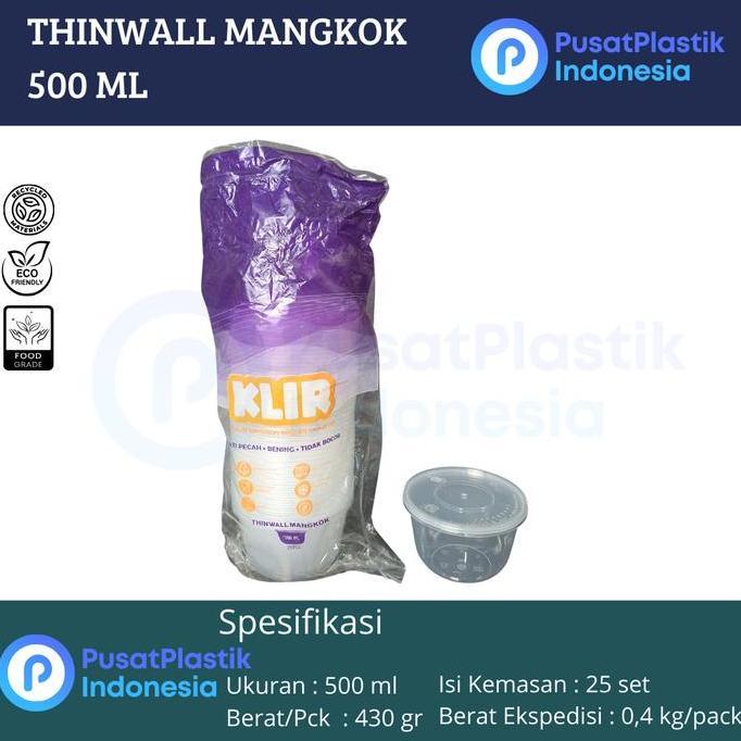 Thinwall Klir 500ml Bowl | Mangkok Plastik KLIR BOWL 500ml@25set