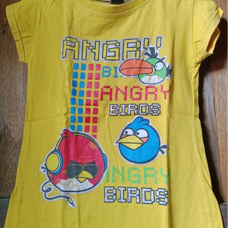 KAOS ANAK PEREMPUAN ANGRY BIRDS KUNING|PRELOVED LIKE NEW