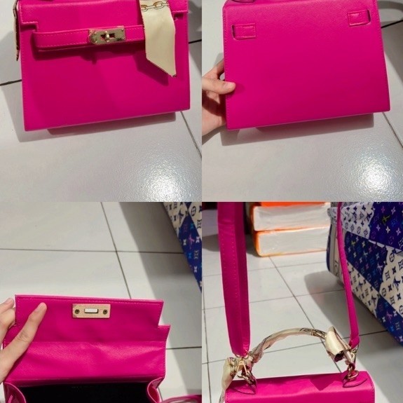 Preloved Tas Fuschia Buffel 2 Sisi Formal