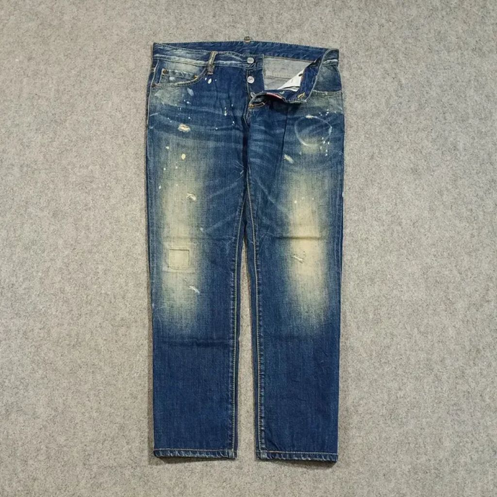 celana jeans panjang pria slim fit DSQUARED2 size 33 second ripped jeans