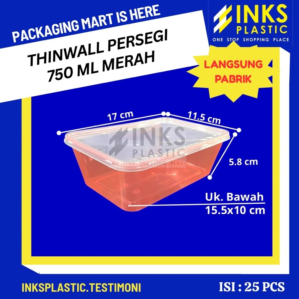 THINWALL 750 ML WARNA RECTANGLE PERSEGI PANJANG