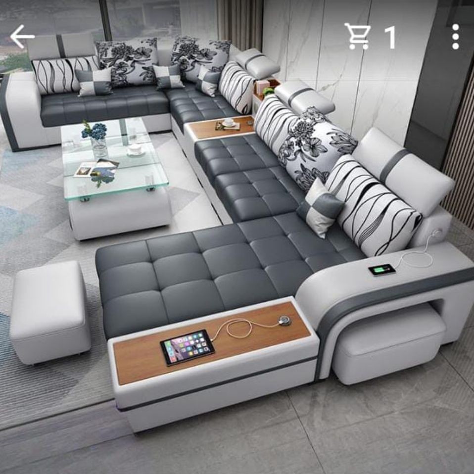 Sofa Ruang Tamu Minimalis Leter L Modern Mewah Ivory