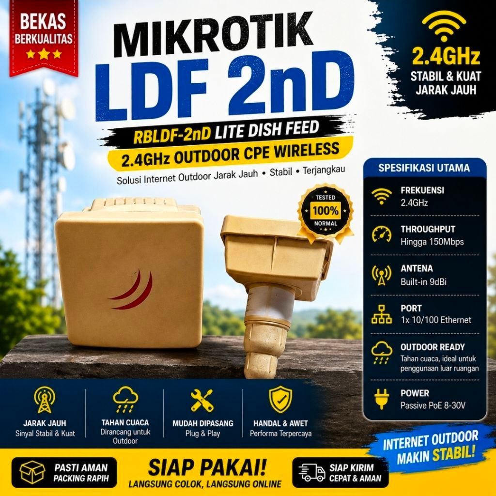 Mikrotik Bekas LDF 2nD - RBLDF-2nD Lite Dish Feed 2.4GHz Outdoor CPE Wireless