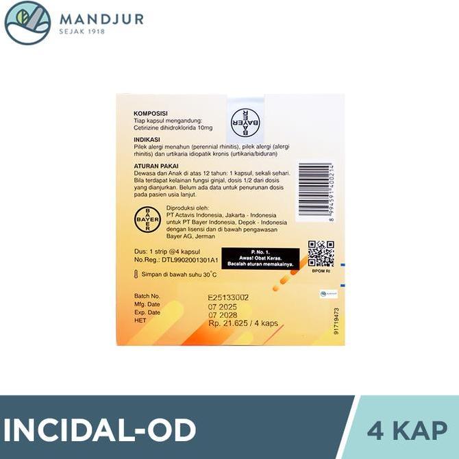 Myhealth- Incidal-Od 4 Kapsul - Obat Alergi Rhinitis Urtikaria