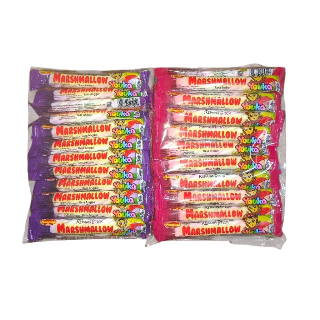 Youka Marshmallow Kepang Stick 20 pcs x 5 g | YOUKA MARSHMALLOW KEPANG STICK 20 PCS X 5 GRAM