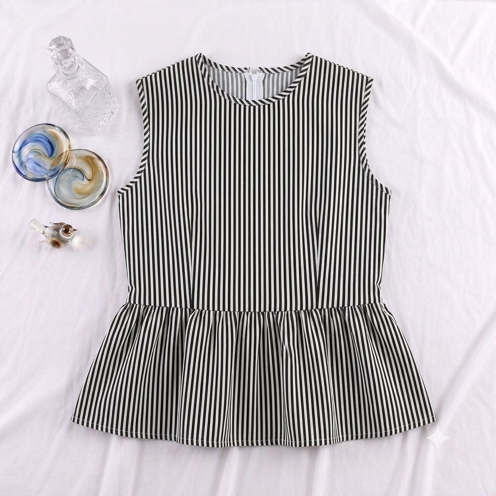 Vest Inner peplum atasan wanita tanpa lengan - Blouse inner peplum top sleeveless blouse wanita