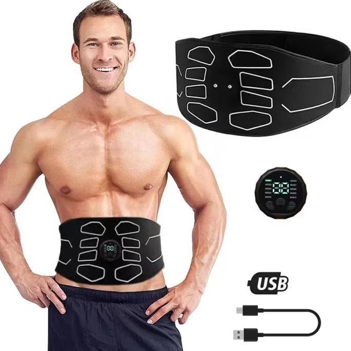 Alat Pengecil Perut Buncit Pria Wanita Sabuk Pelangsing Perut Ems Vibration USB 10 Mode EAD
