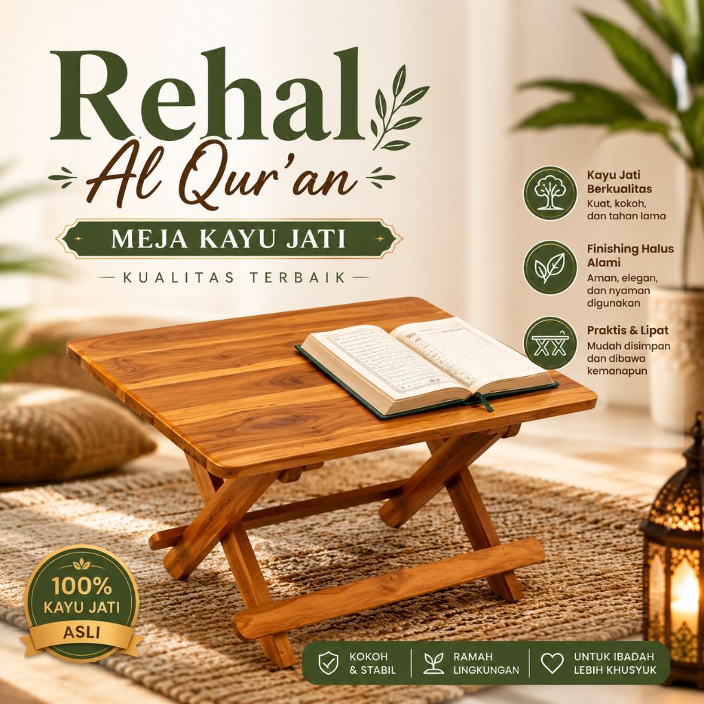 Rehal Meja Lipat Portable Meja laptop / Meja Belajar lipat Kayu