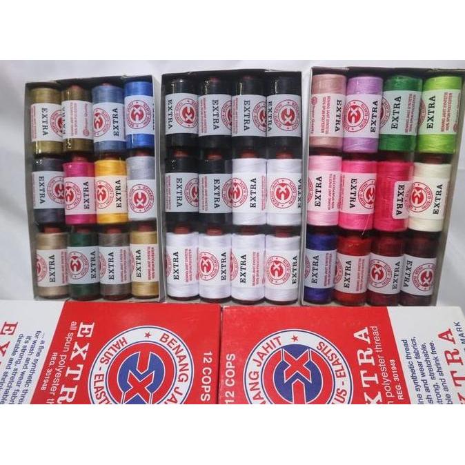 Benang Jahit Extra Campur Warna Satu Lusin