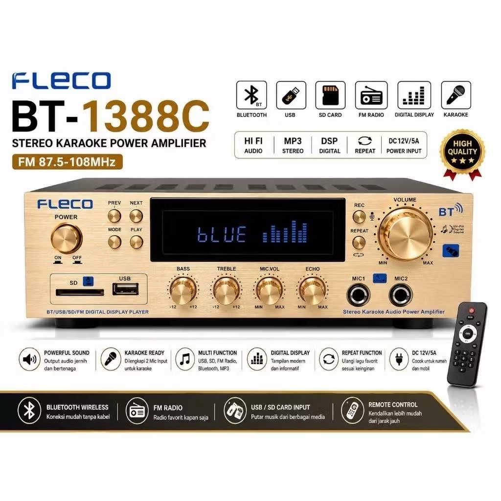 power amplifier FLECO BT-1388C | Amplifier Bluetooth Mini Audio Power FLECO BT1388C 1200W | Karaoke 