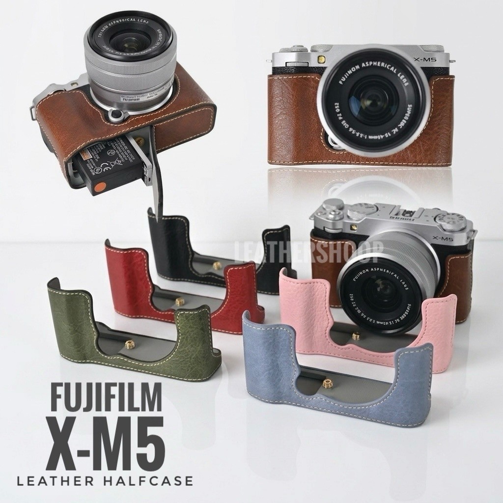Sarung Kamera Halfcase Kulit Sintetis untuk Fujifilm X-M5 Body Protector Cover Case Pelindung Kamera