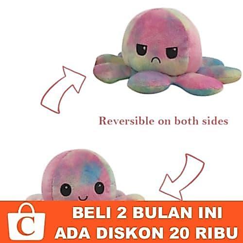 Boneka Gurita Reversible Mood Ekspresi RAINBOW PELANGI Tik Tok Indo