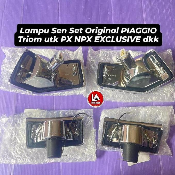 Lampu sen set Triom Piaggio mika bening utk PX, Excel dkk