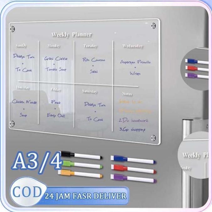 REGENLY Kalender Akrilik Wall Monthly Planner Custom Dinding Schedule Board Transparan Schedule Boar