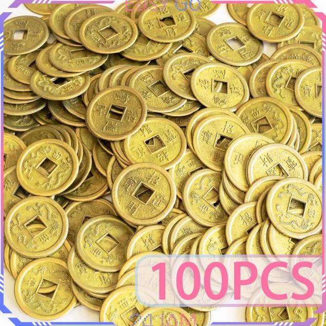 REGENLY Isi 100pcs Coin Cina Logam Koin Kuno Cina 1cm Koin Cina Kuno Koin Feng Shui Uang Koin Kuno C