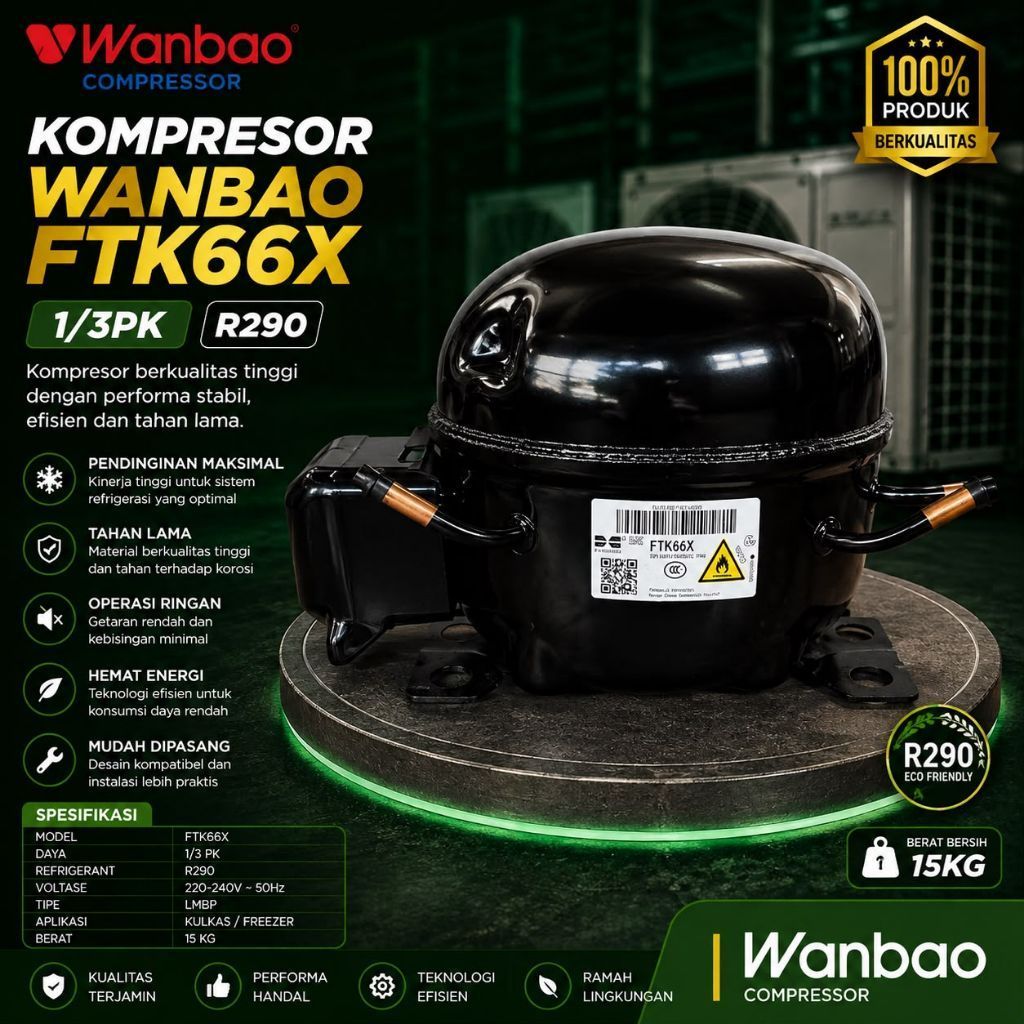 KOMPRESOR FREEZER WANBAO FTK66X ( KOMPRESOR FREEZER 1/3PK R290 )