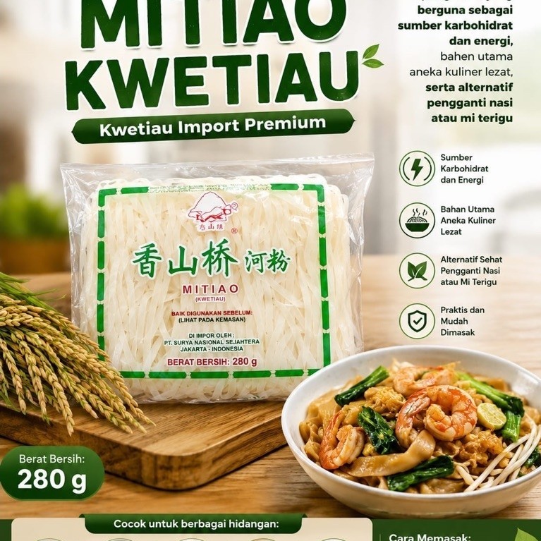 Mitiao Kwetiau | Mi Tiao | Kwetiau kering Instan 220gr