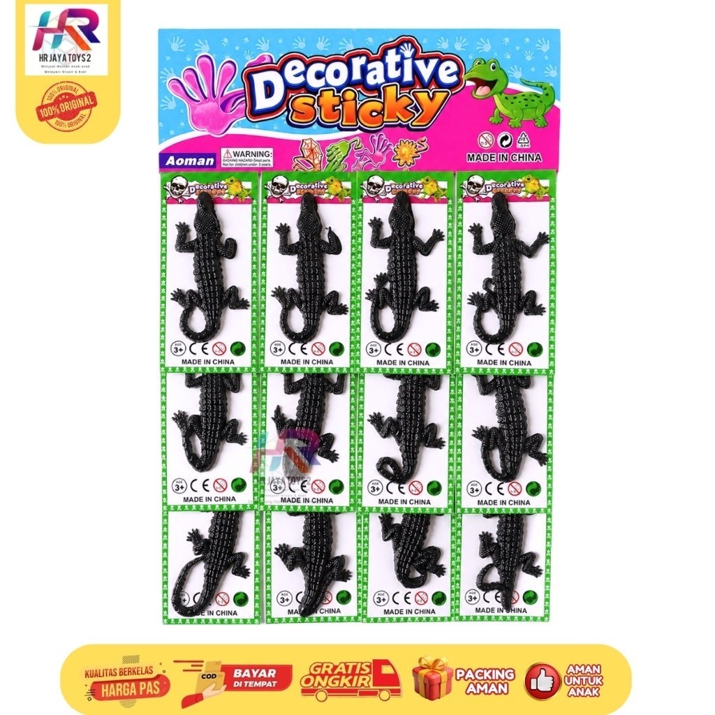 MAINAN STICKY CICAK, BUAYA, SPIDERMAN, DURI LENGKET isi 20 – DECORATIVE STICKY – MAINAN ANAK UNIK – 